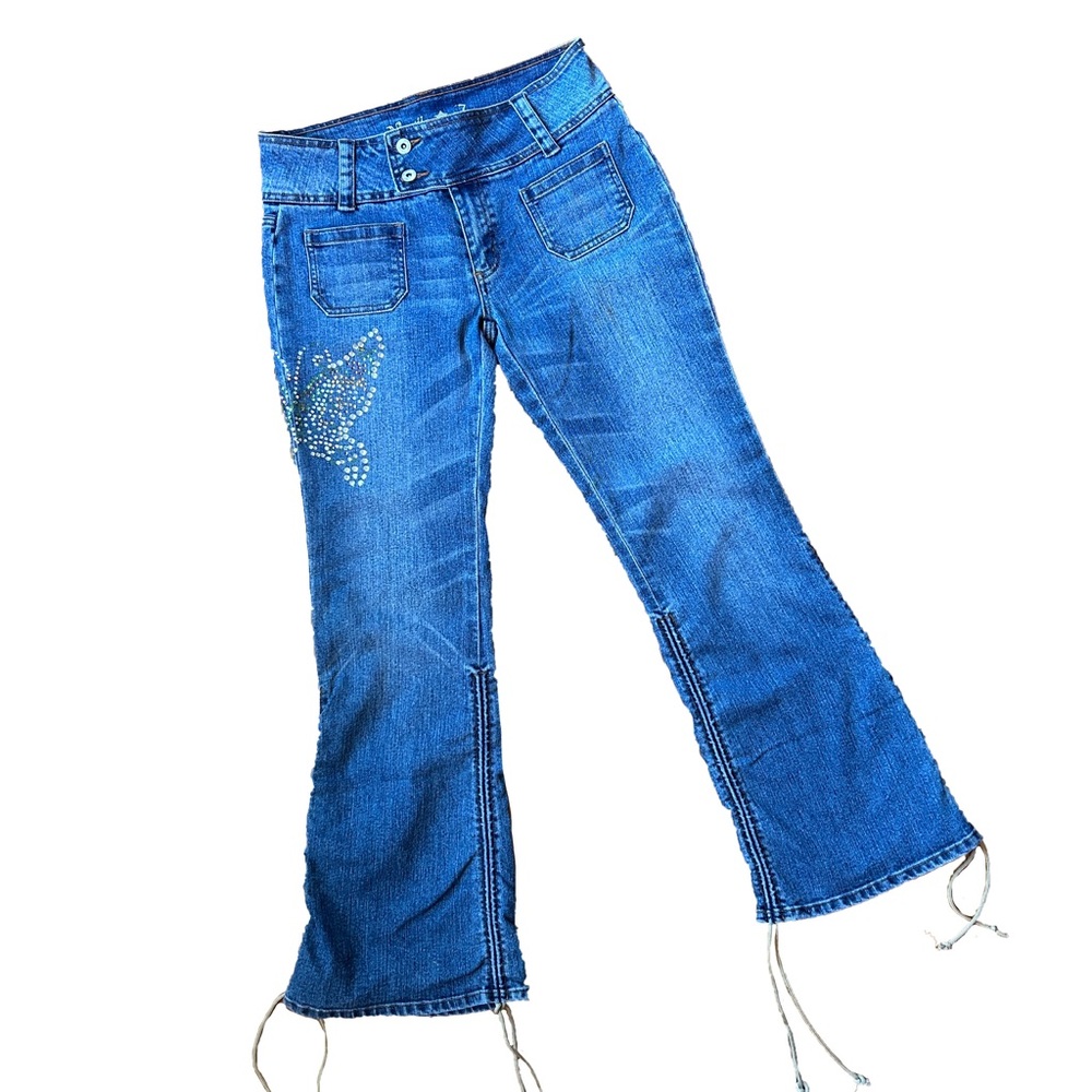 Y2K Vanilla Star Rhinestone Butterfly Jeans